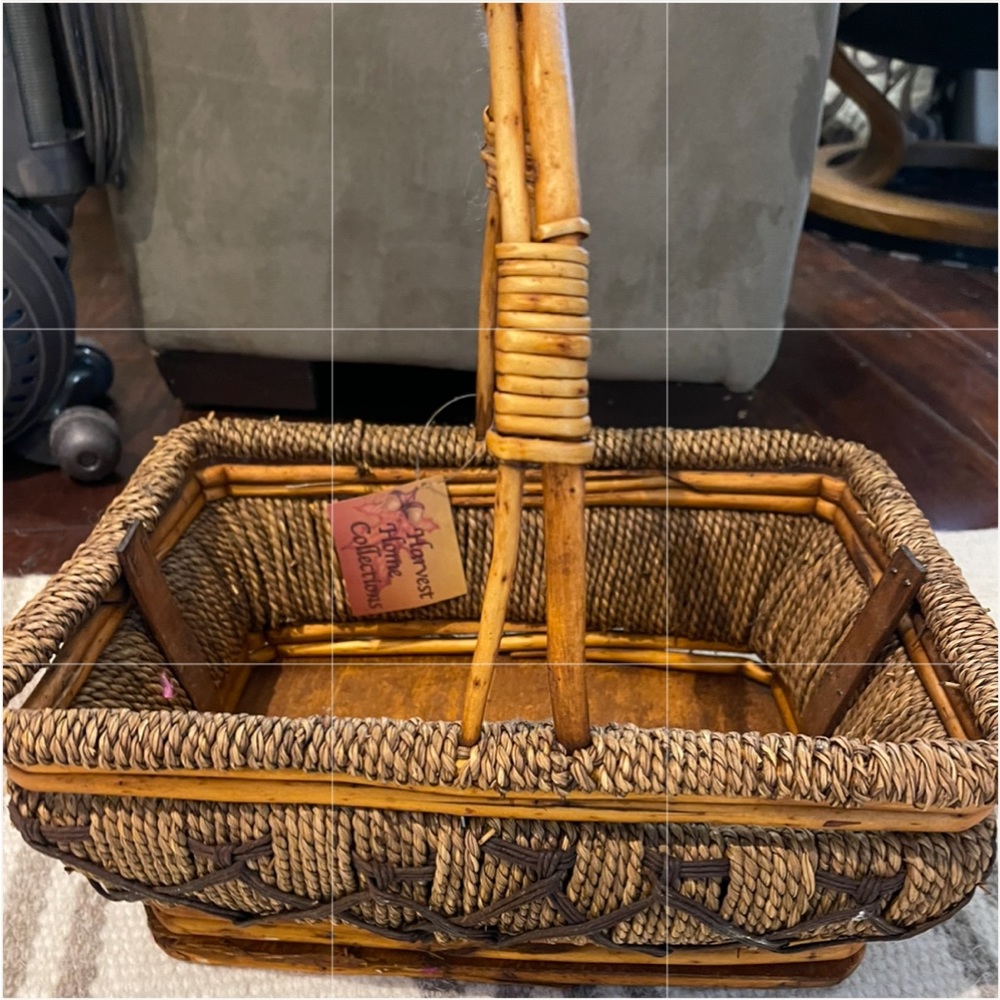 Decorative wood jute basket 14 x 10